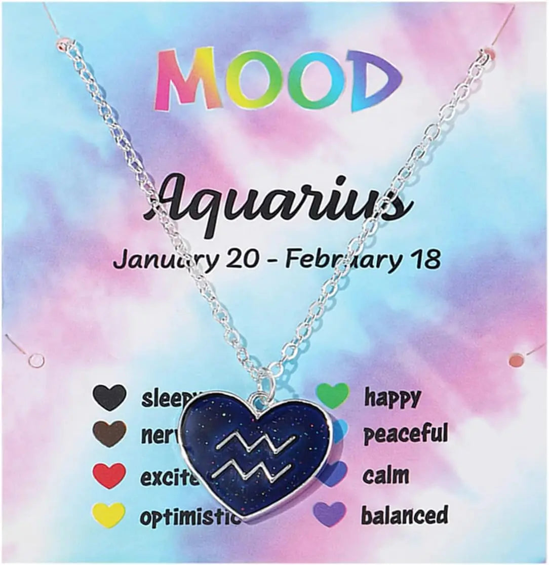 Zodiac Constellation Mood Necklace – Color Changing Pendant Pendant Necklace PLUSH Aquarius