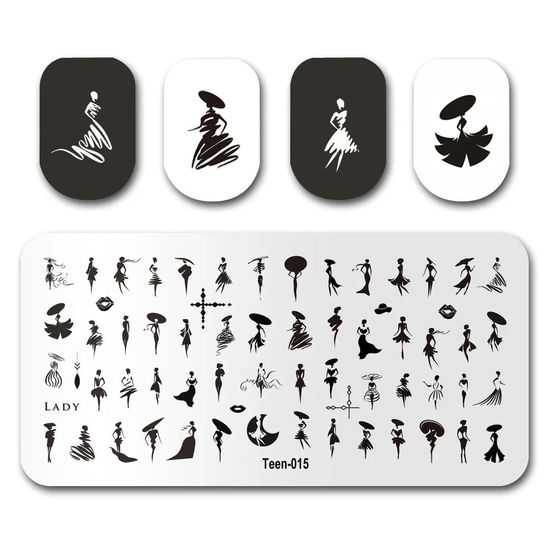 Nail Stamping Plates – Marble Leaves & Animals Stencils Nail Stamping Plate PLUSH DXEFV-15