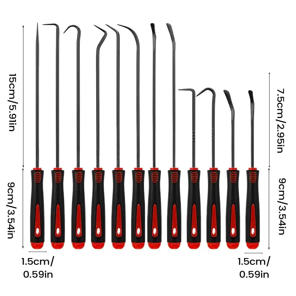 12-Piece O-Ring Seal Hook & Pick Set – Auto Repair Tools Automotive Hand Tool Set PLUSH Red
