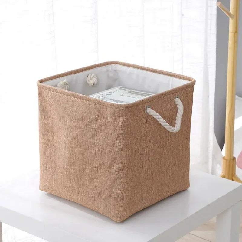 Modern Minimalist Linen Storage Basket | Square Foldable 33cm Linen Storage Basket PLUSH