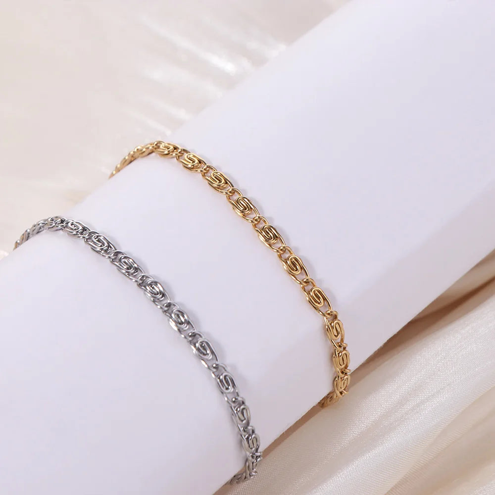 Paper Clip Chain Bracelet – Gold & Silver Women's Jewelry Chain Link Bracelet PLUSH