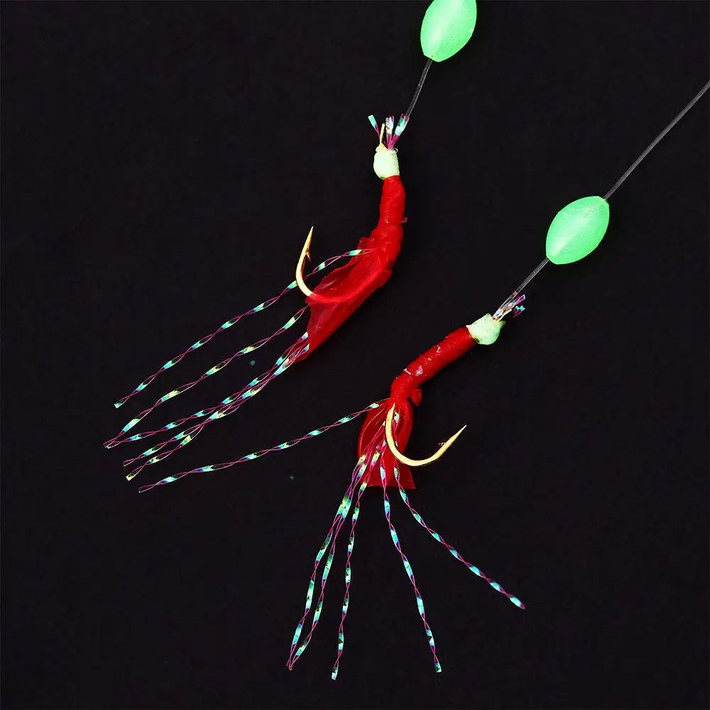 Luminous Sabiki Rigs Feather Fishskin Skirt Lures – 6pk Sabiki Fishing Rig PLUSH
