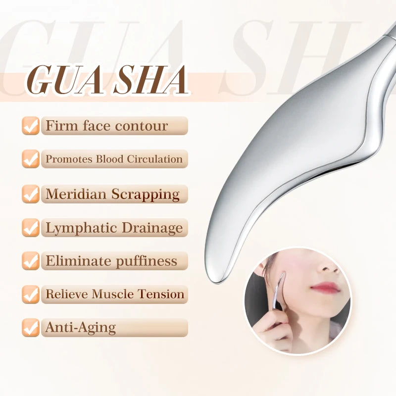 Stainless Steel Facial Roller & Gua Sha Face Massage Tool Facial Massage Tool PLUSH