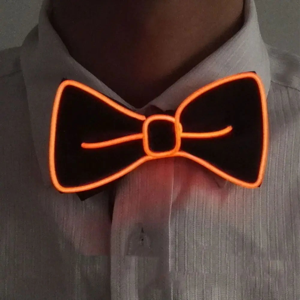 LED Light Up Suspenders & Bow Tie Set – Glow Party Props LED Party Suspenders PLUSH orange-Bow Tie