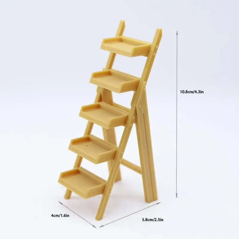 1:12 Miniature Dollhouse Ladder Shelf | Multi-Layer Display Rack Dollhouse Miniature Shelf PLUSH