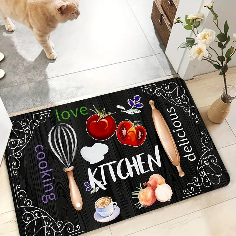 3-Piece Non-Slip Kitchen Mat Set – Knife & Fork Print Kitchen Mat Set PLUSH