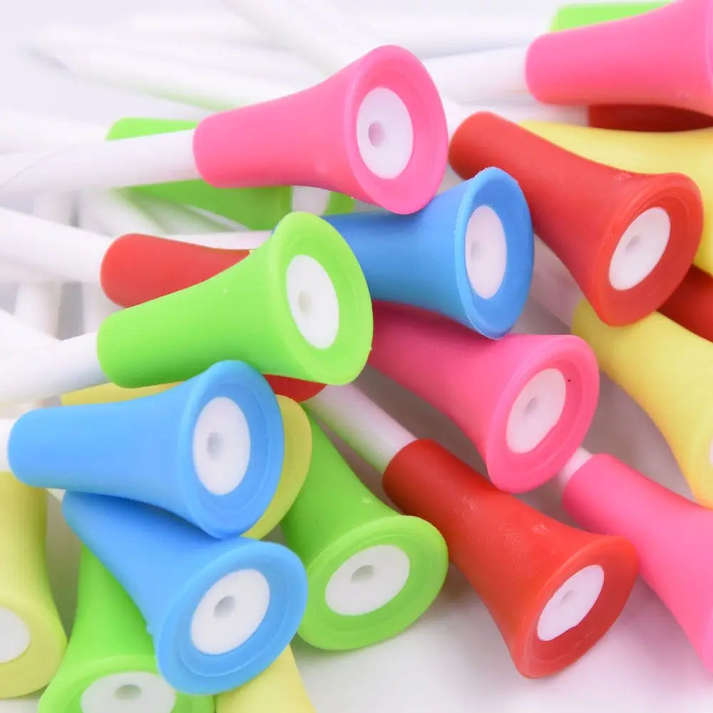 83mm Rubber Cushion Golf Tees – 50pcs Multicolor Plastic Pack Golf Tees PLUSH