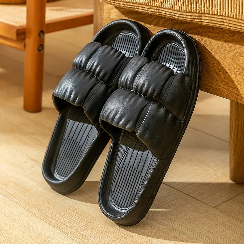 Women's Cloud Slippers Thick Platform EVA Flip Flops Unisex Platform Flip Flops PLUSH black 40-41