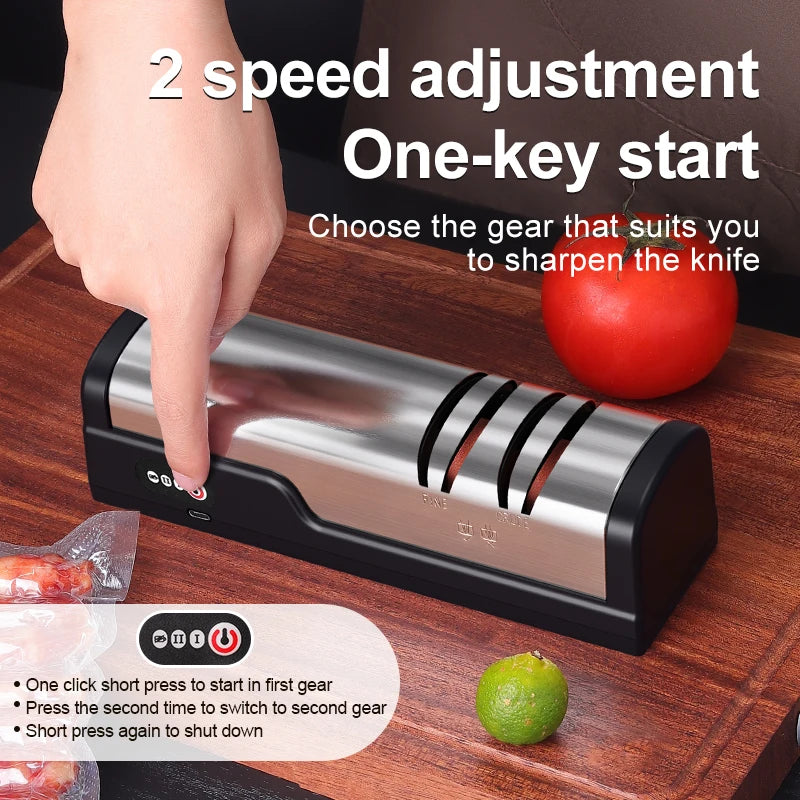 USB Rechargeable Electric Knife Sharpener – Adjustable Angle Electric Knife Sharpener PLUSH