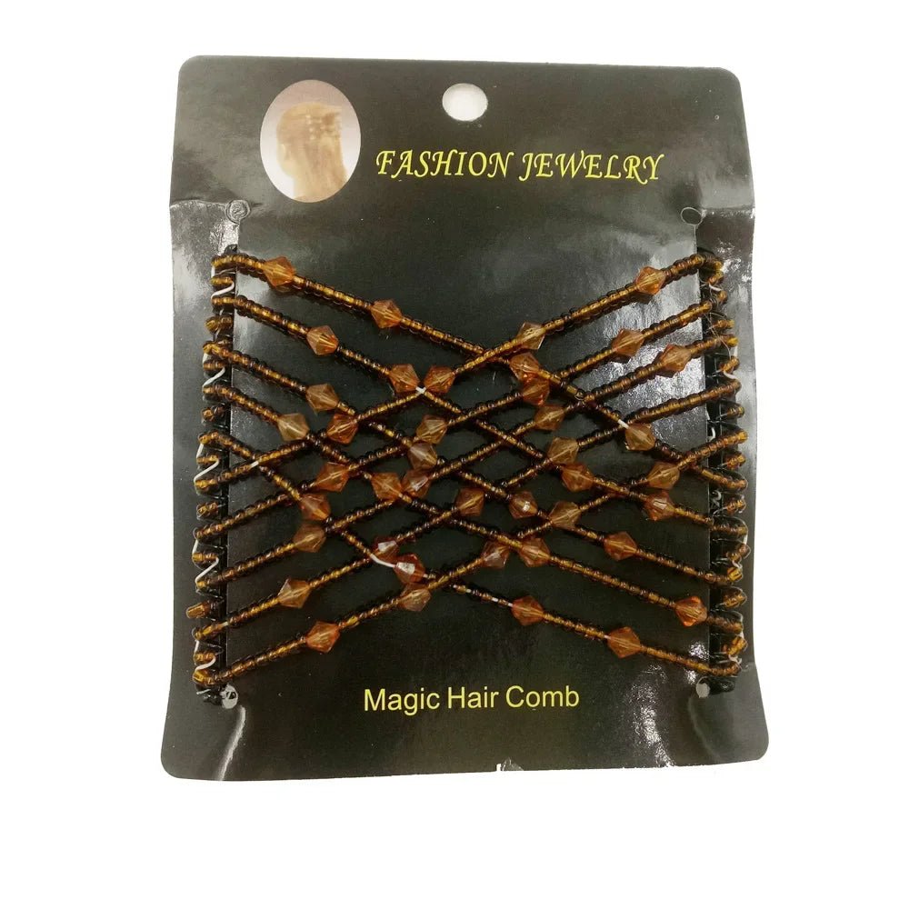 Vintage Disc Hair Clip – Korean Magic Comb & Elastic Rope Hair Clip PLUSH Coffee