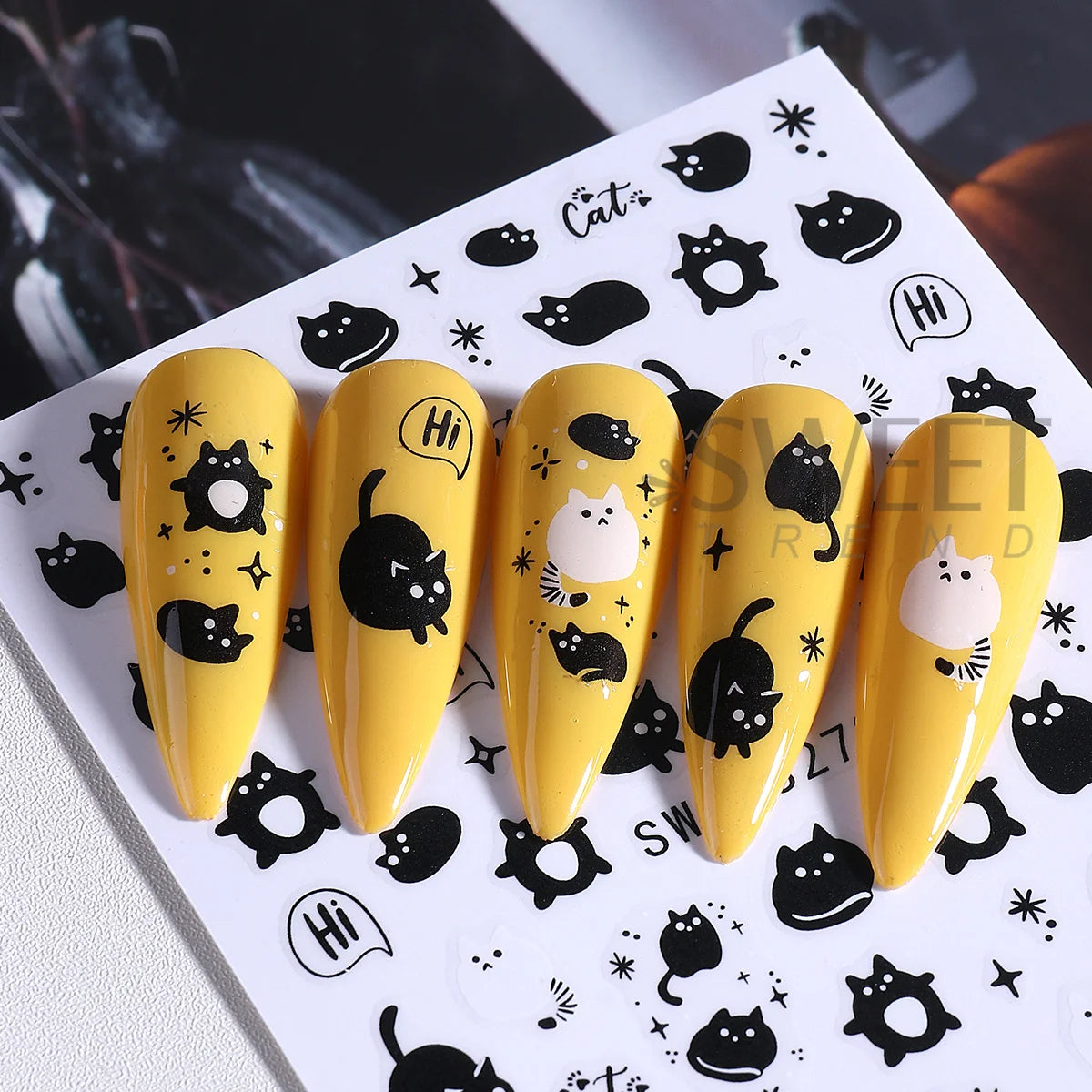 Halloween Nail Art Decals – Black Cat & Skull Stickers 4pcs Nail Art Decals PLUSH