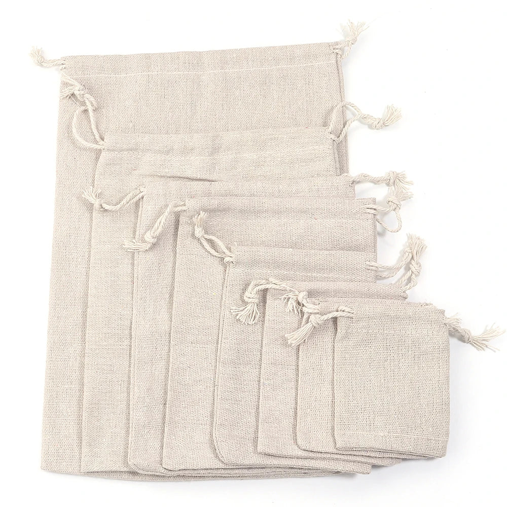 Jute Linen Drawstring Bags – Jewelry & Gift Pouches 5-10pcs Jewelry Gift Pouches PLUSH