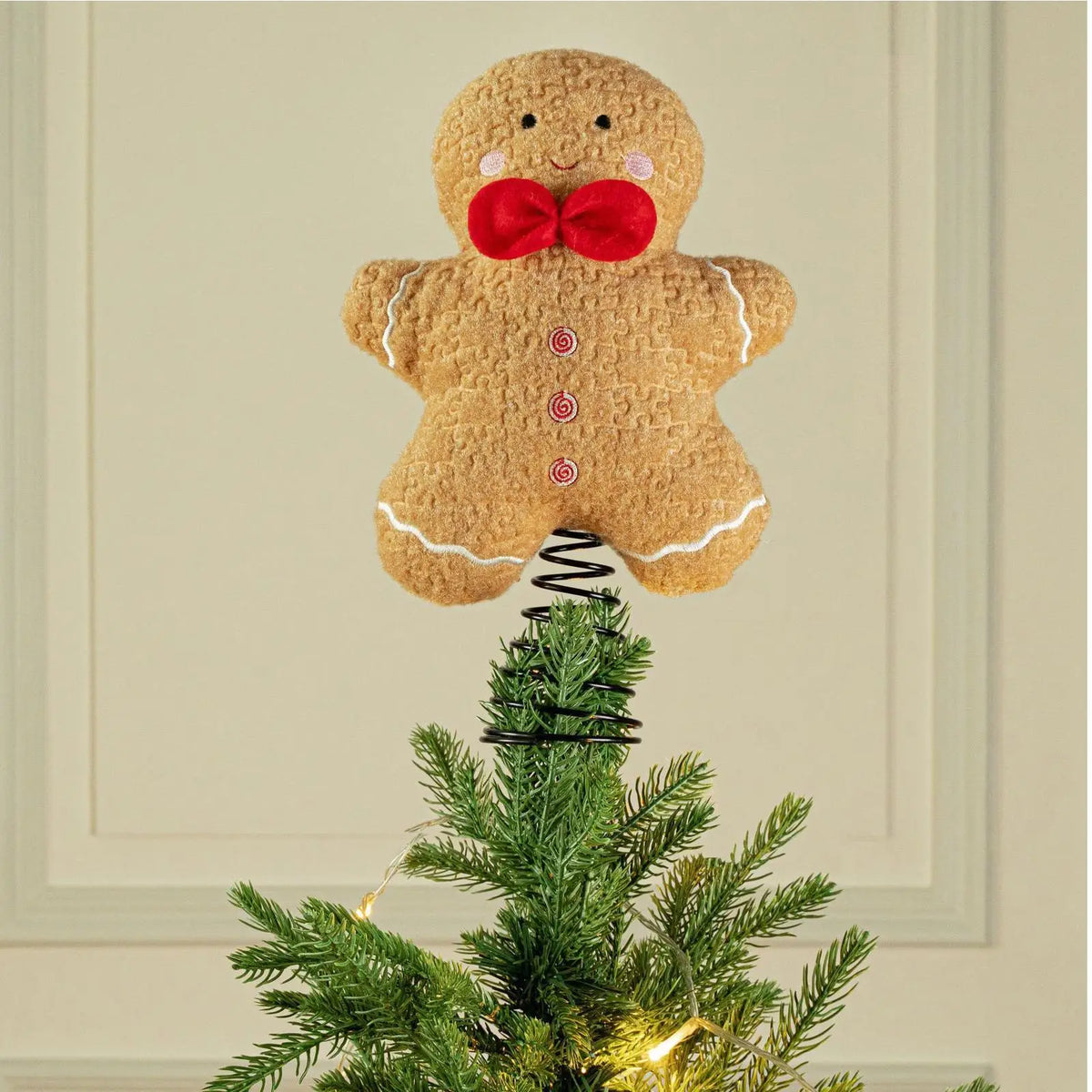 Plush Gingerbread Man Christmas Tree Topper – 12" Holiday Decor Christmas Tree Topper PLUSH