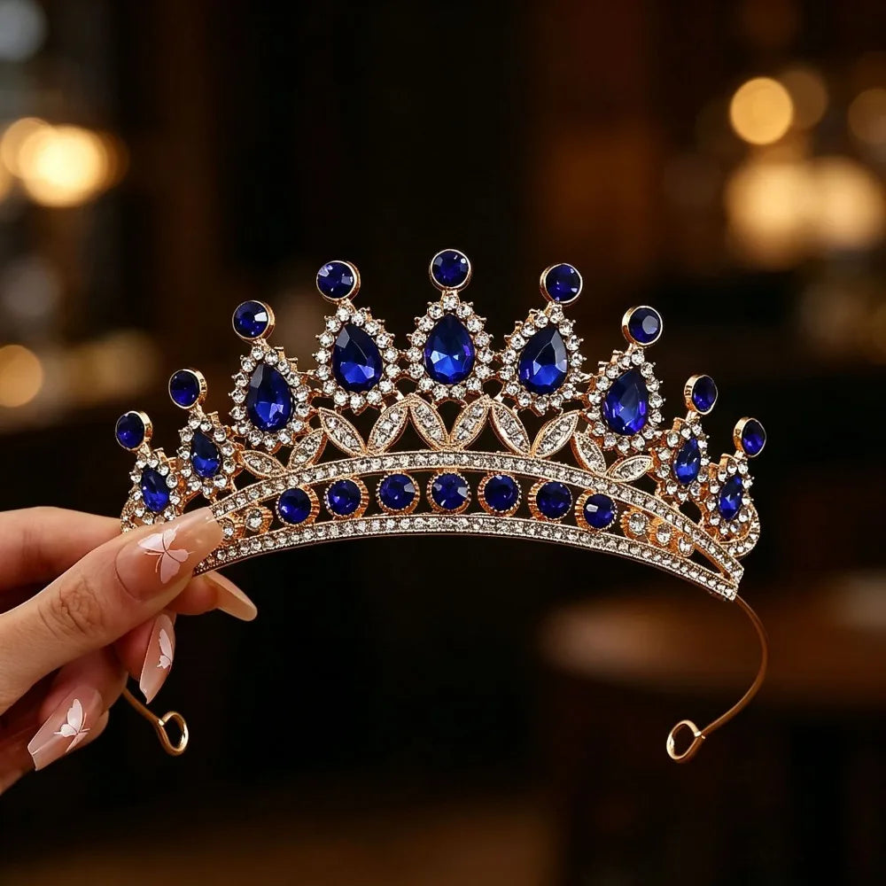 Sparkling Leaf Crown Headband – Kids Princess Hair Jewelry Crown Headband PLUSH Blue