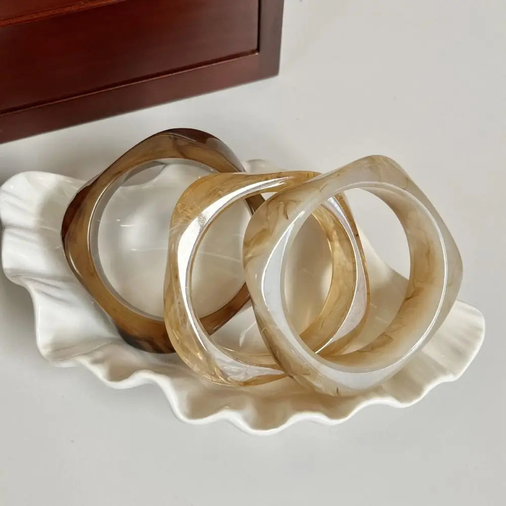 Bohemian Wide Acrylic Bangle – Smudge Pattern Bracelet Acrylic Bangle PLUSH
