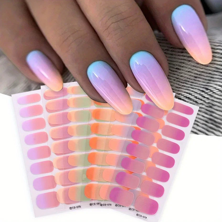 6pcs Gradient Nail Polish Strips – Pink Purple Nude Ombre Nail Art Strips PLUSH