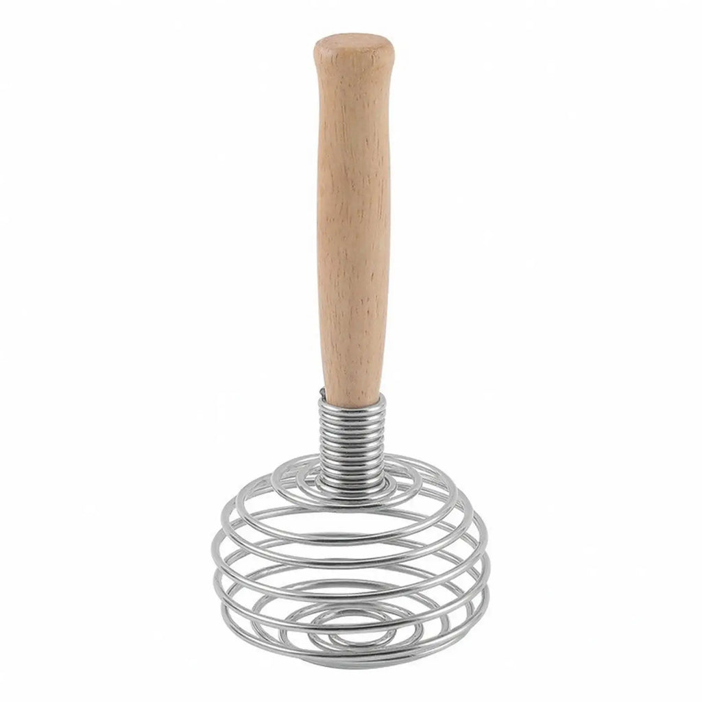 17cm Stainless Steel Coil Hand Whisk with Wooden Handle Kitchen Whisk PLUSH Default Title