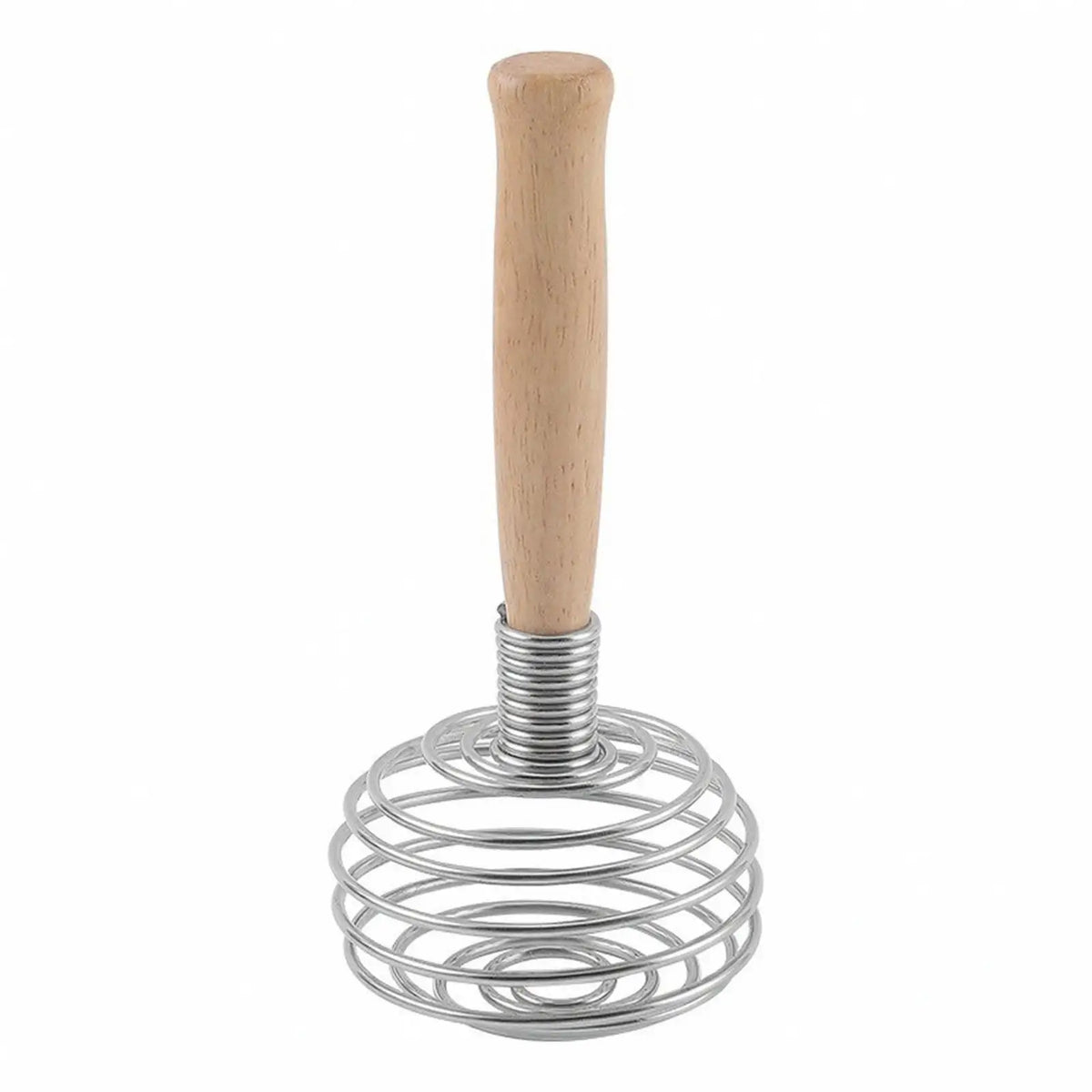 17cm Stainless Steel Coil Hand Whisk with Wooden Handle Kitchen Whisk PLUSH Default Title