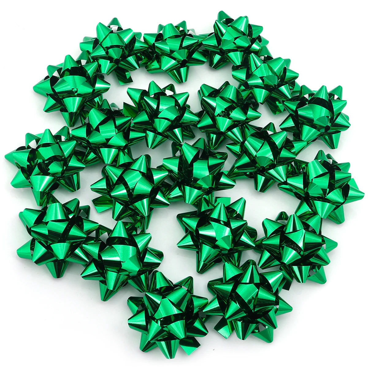 Self-Adhesive 3D Star Bows for Gift Wrapping & Decoration Decorative Gift Bows PLUSH green 60mm x 20pcs