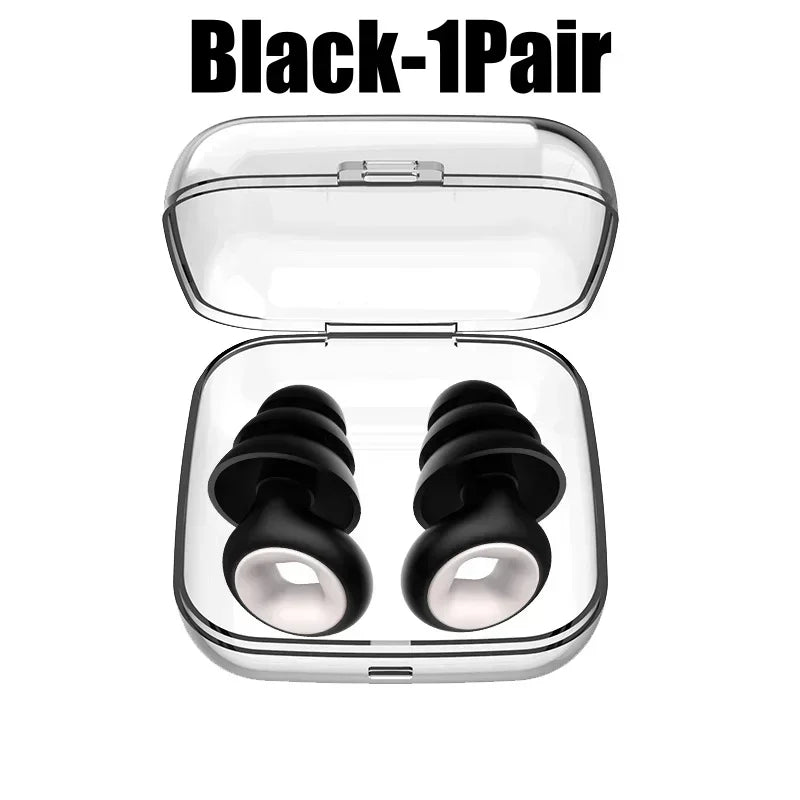 Silicone Earplugs Noise Reduction Soundproof Sleep Ear Plugs Noise Reduction Earplugs PLUSH Black-1Pair