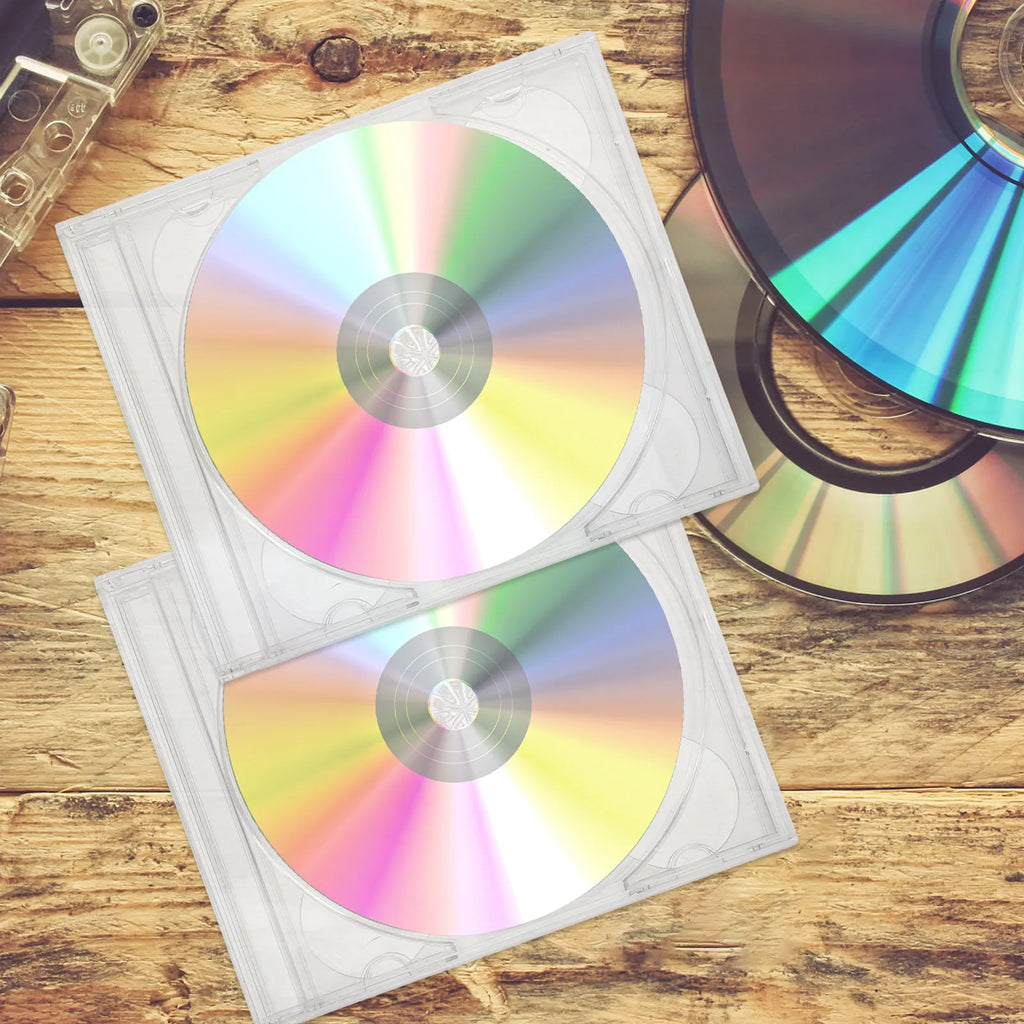 Clear CD DVD Storage Cases 2-Pack | Transparent Plastic Disc Organizer CD DVD Storage Case PLUSH