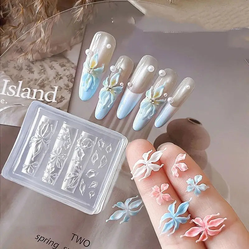 Silicone 3D Flower Nail Art Mold – Reusable Petal Template Nail Art Mold PLUSH