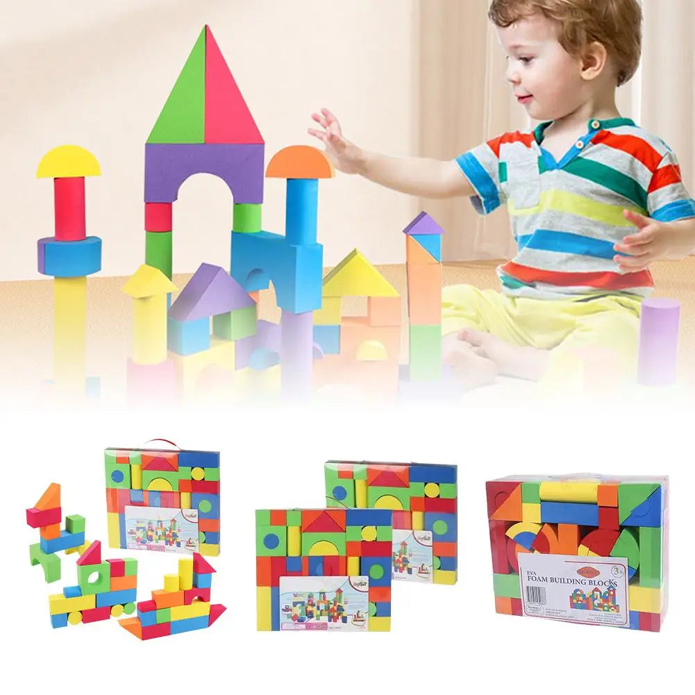 30pcs Soft EVA Foam Building Blocks – STEM Toy for Kids 3–6 Foam Building Blocks PLUSH