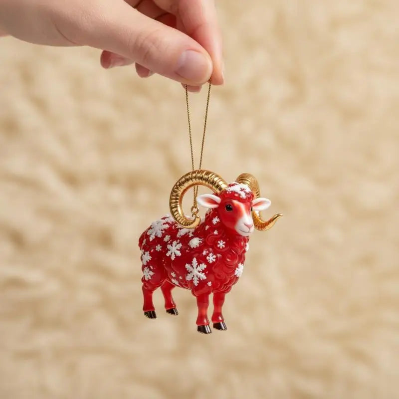 Acrylic Chinese Zodiac Goat Hanging Ornament Red Gold Holiday Hanging Ornament PLUSH