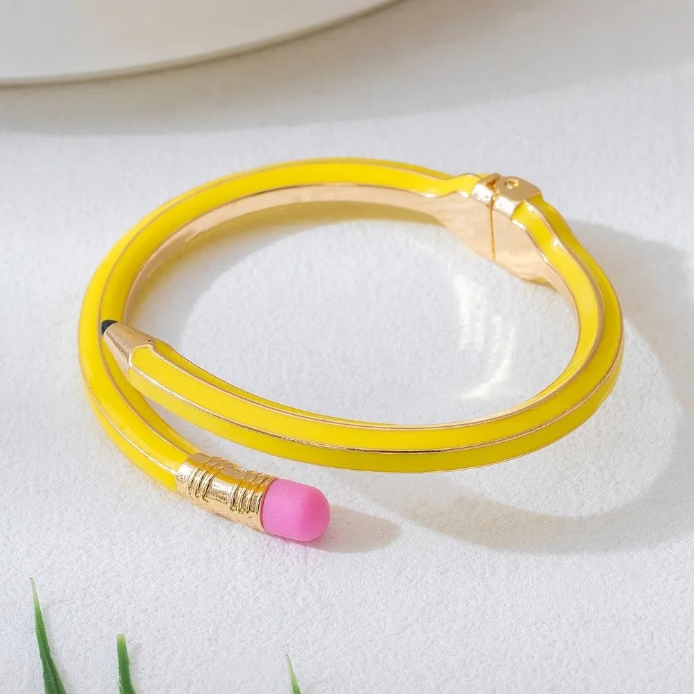 Open Cross Enamel Glitter Cuff Bracelet | Trendy Bangle Cuff Bracelet PLUSH Yellow