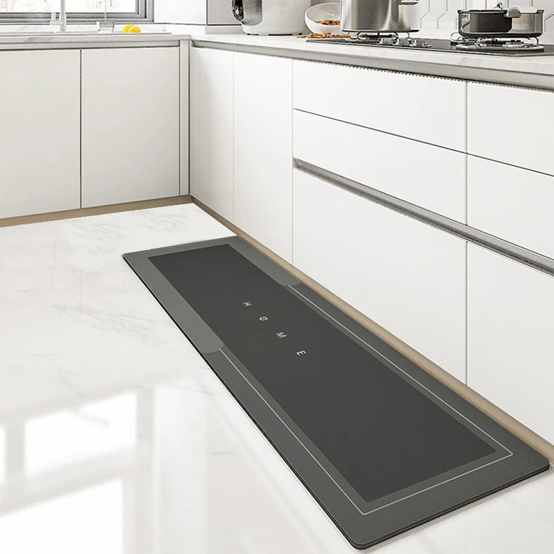 Non-Slip Waterproof Kitchen Mat | Absorbent Standing Rug Kitchen Floor Mat PLUSH Black Grey 40X50cm
