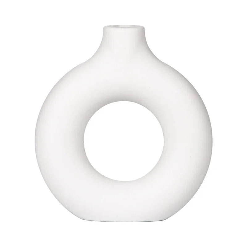 Nordic White Ceramic-Look Plastic Vase | Modern Home Decor Decorative Vase PLUSH