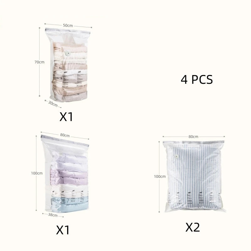 TAILI No-Pump Vacuum Storage Bags for Clothes & Blankets 3-5pc Vacuum Storage Bags PLUSH MIX 4 PCS 1