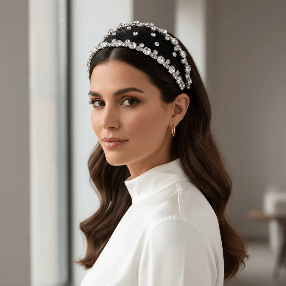 Luxury Rhinestone Wedding Tiara Headband | Baroque Hairband Bridal Tiara Headband PLUSH