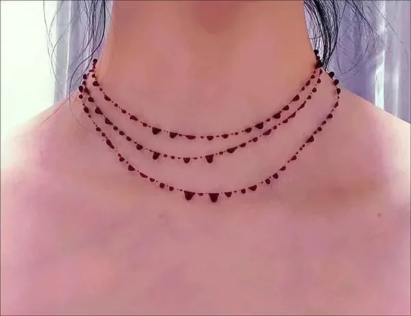 Gothic Blood Drop Cross Charm Bracelet – Punk Halloween Jewelry Gothic Charm Bracelet PLUSH Three-layer necklace
