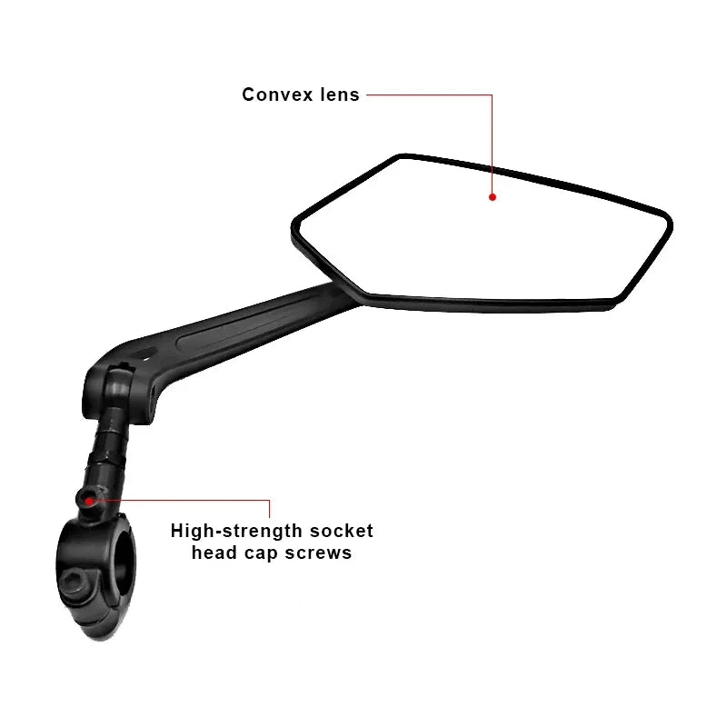RIDERACE Adjustable Bicycle Rear View Handlebar Mirror Bike Handlebar Mirror PLUSH