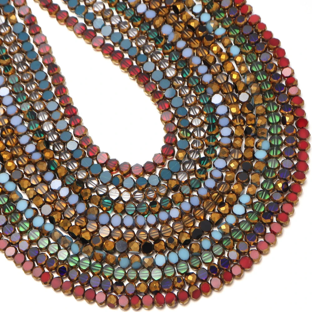 Faceted Crystal Glass Beads Gold Rim Flat Round – DIY Jewelry Crystal Glass Beads PLUSH