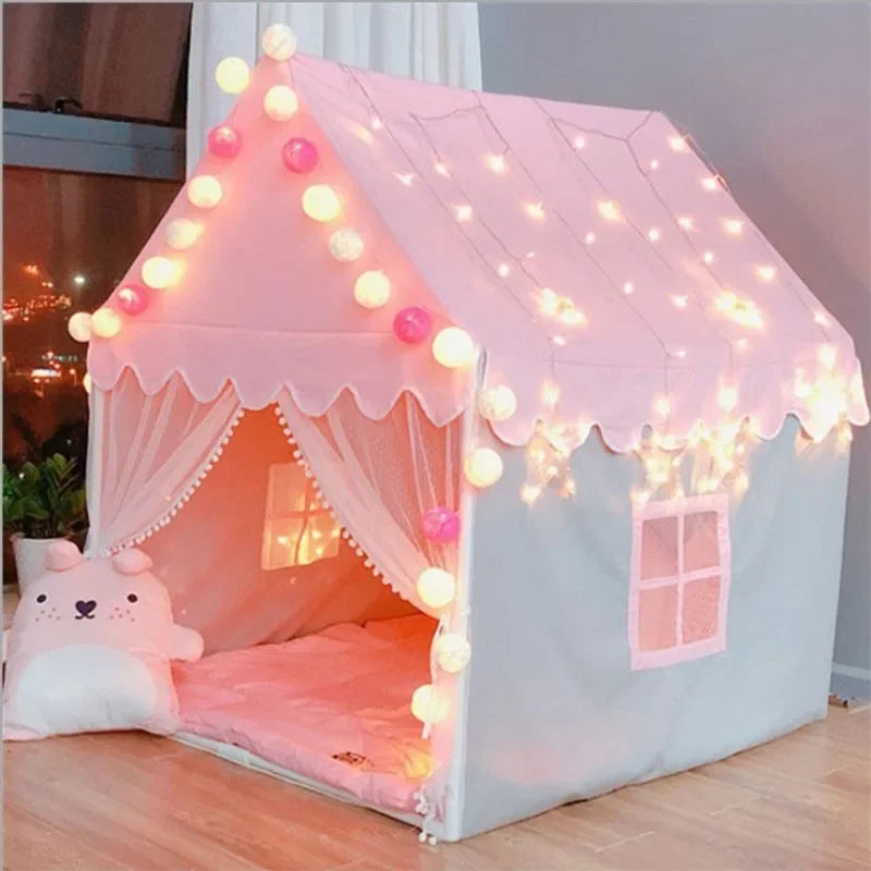 Foldable Kids Tipi Tent – Girls Princess Play House Castle Kids Play Tent PLUSH