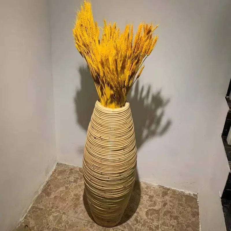 Handmade Indonesian Rattan Floor Vase – 30 or 40cm Woven Cane Decorative Floor Vase PLUSH