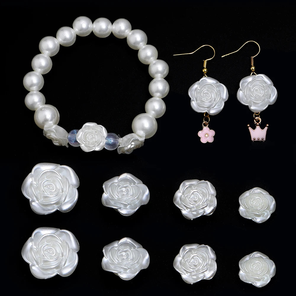 50-100pcs Vintage White Flat Back Rose Pearl Beads – DIY Jewelry Jewelry Making Beads PLUSH