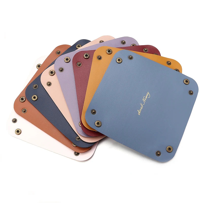 PU Leather Foldable Desktop Tray Organizer for Jewelry & Keys Foldable Desk Organizer PLUSH