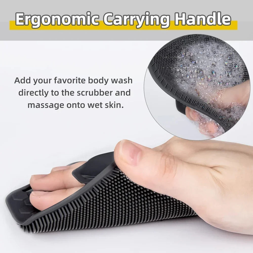Silicone Exfoliating Body Scrubber Bath Brush – All Skin Types Silicone Bath Scrubber PLUSH