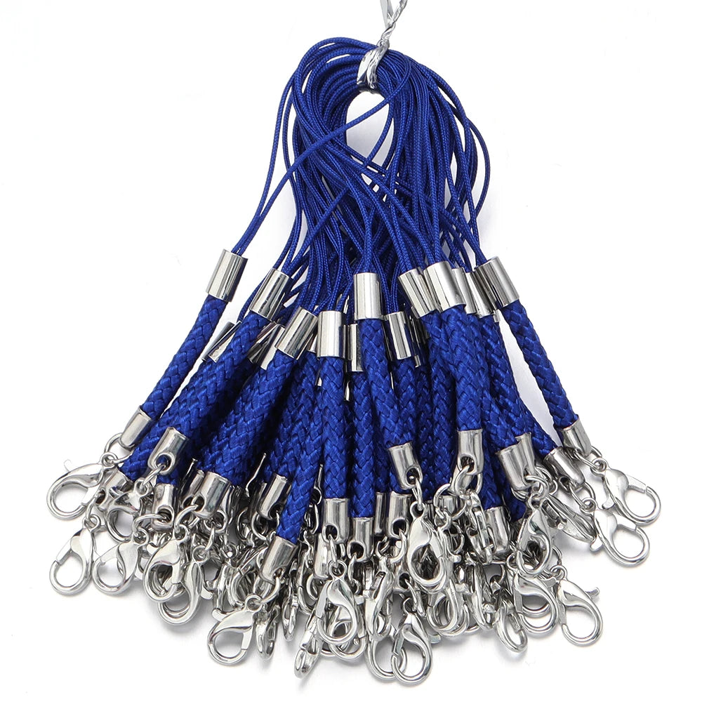 10pcs Braided Keychain Lanyard Cords with Lobster Clasps DIY Keychain Lanyard Cord PLUSH royal blue 9cm