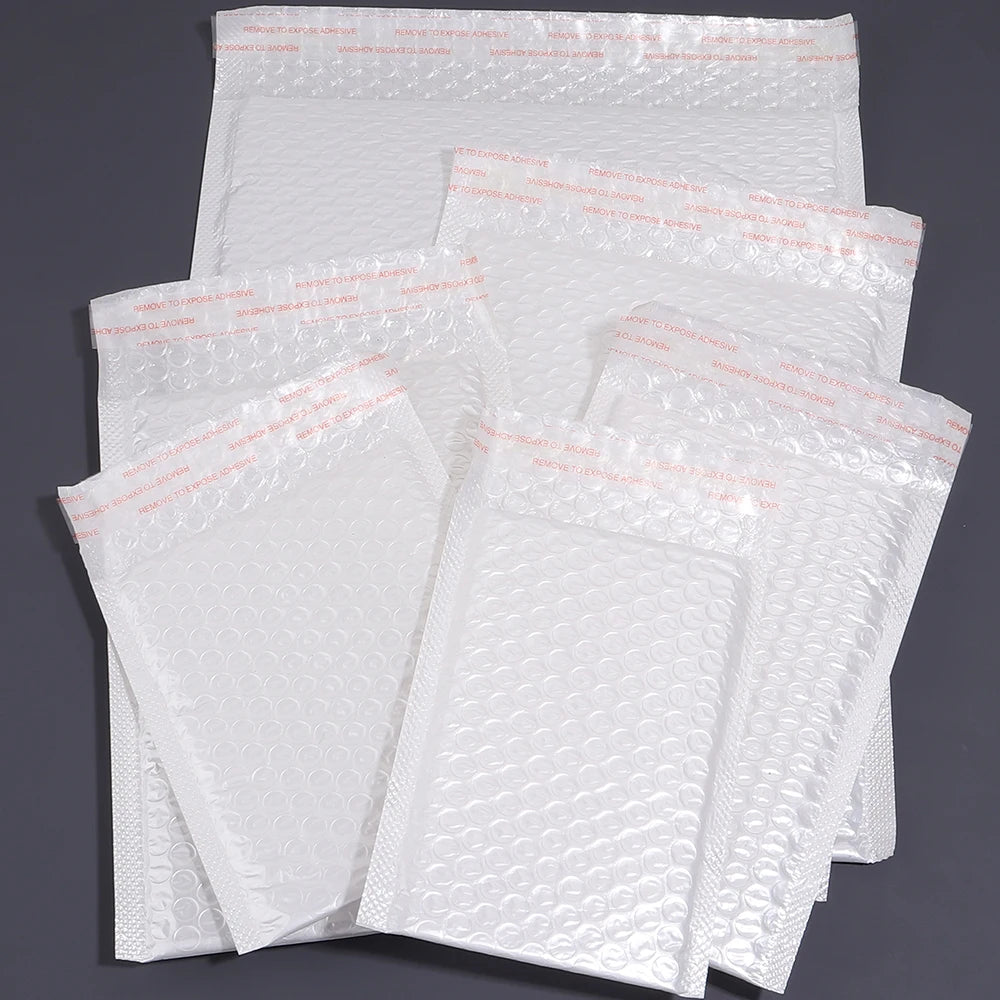 White Pearlescent Bubble Mailers | Padded Envelopes 5–20 Pack Bubble Mailer Envelopes PLUSH