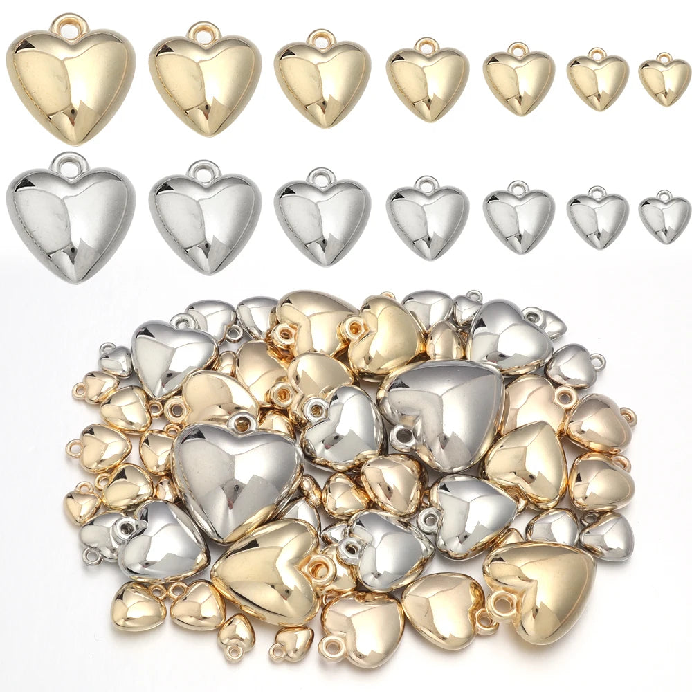 20pcs CCB Heart Charm Pendant Beads – DIY Jewelry Making Charm Pendant Beads PLUSH