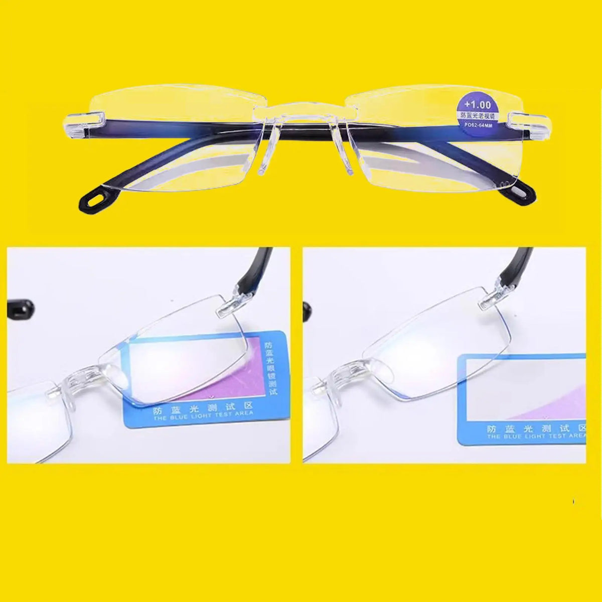Rimless Bifocal Progressive Reading Glasses – Anti-Blue Light Progressive Reading Glasses PLUSH