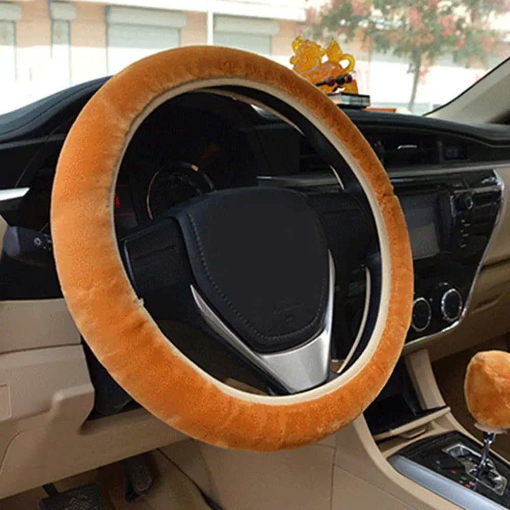 Plush Winter Car Steering Wheel Cover Set – Non-Slip Soft Steering Wheel Cover PLUSH