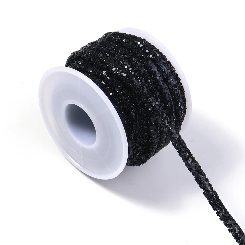 5 Yards 6mm Glitter Sequin Cord – DIY Jewelry & Craft Rope Glitter Sequin Cord PLUSH black