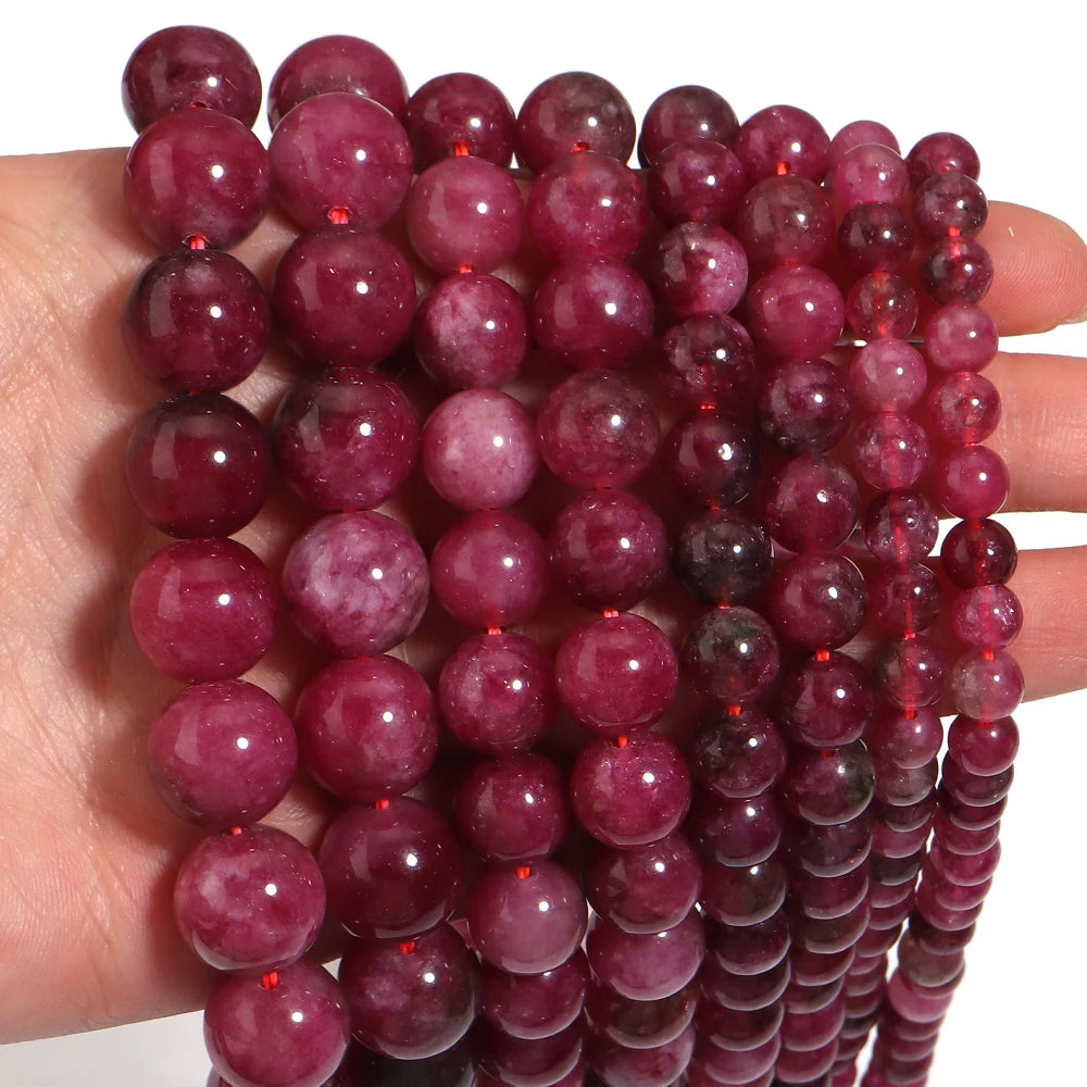 Watermelon Tourmaline Round Stone Beads 6–12mm | DIY Jewelry Natural Stone Beads PLUSH