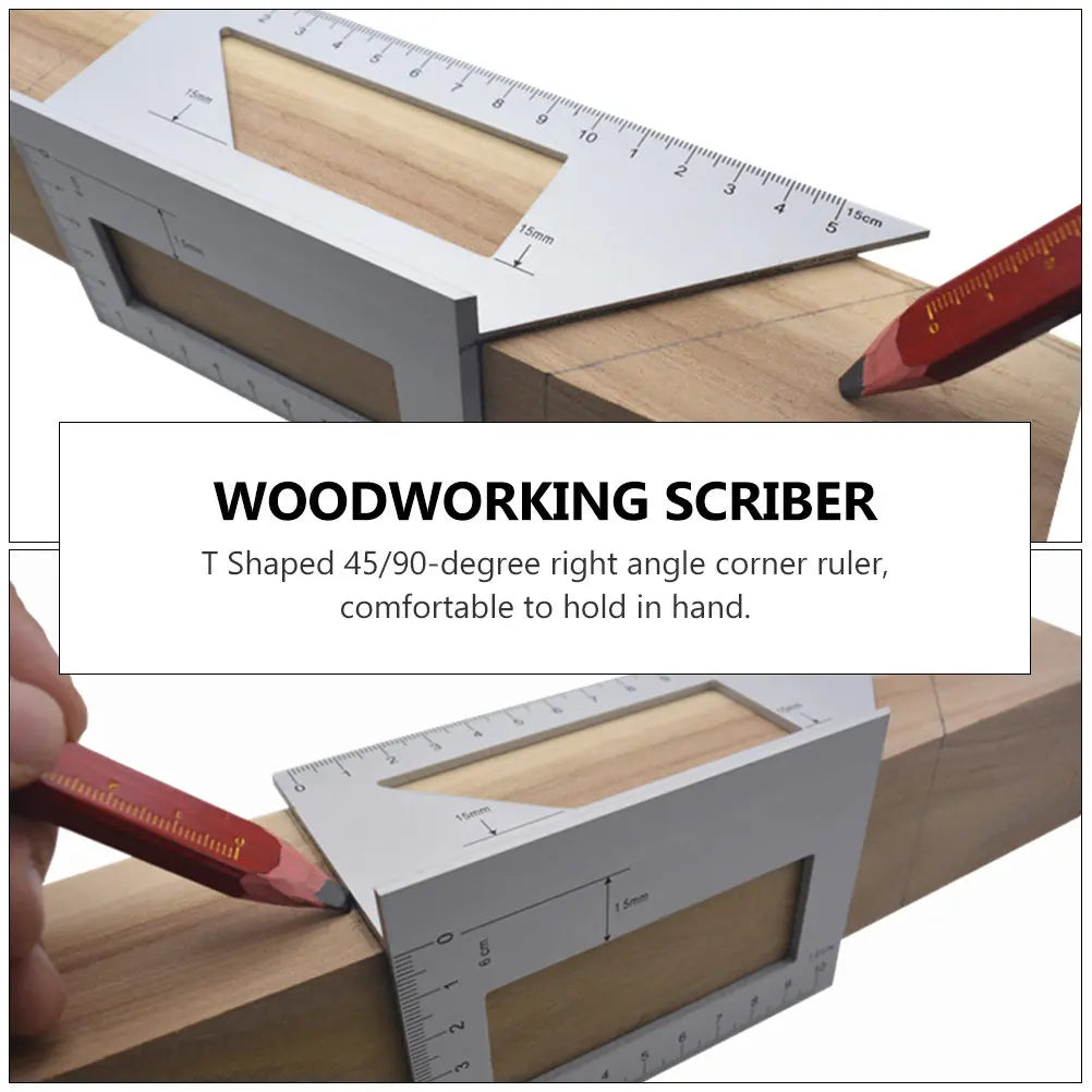 Aluminum Alloy T-Shape 45/90° Angle Ruler Woodworking Gauge Woodworking Angle Ruler PLUSH