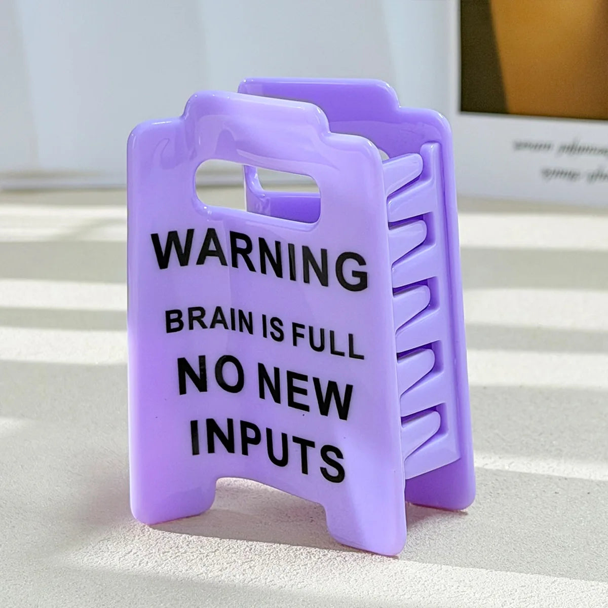 Warning Sign Hair Claw Clip – Novelty Updo Ponytail Holder Novelty Hair Clip PLUSH Purple 1PC